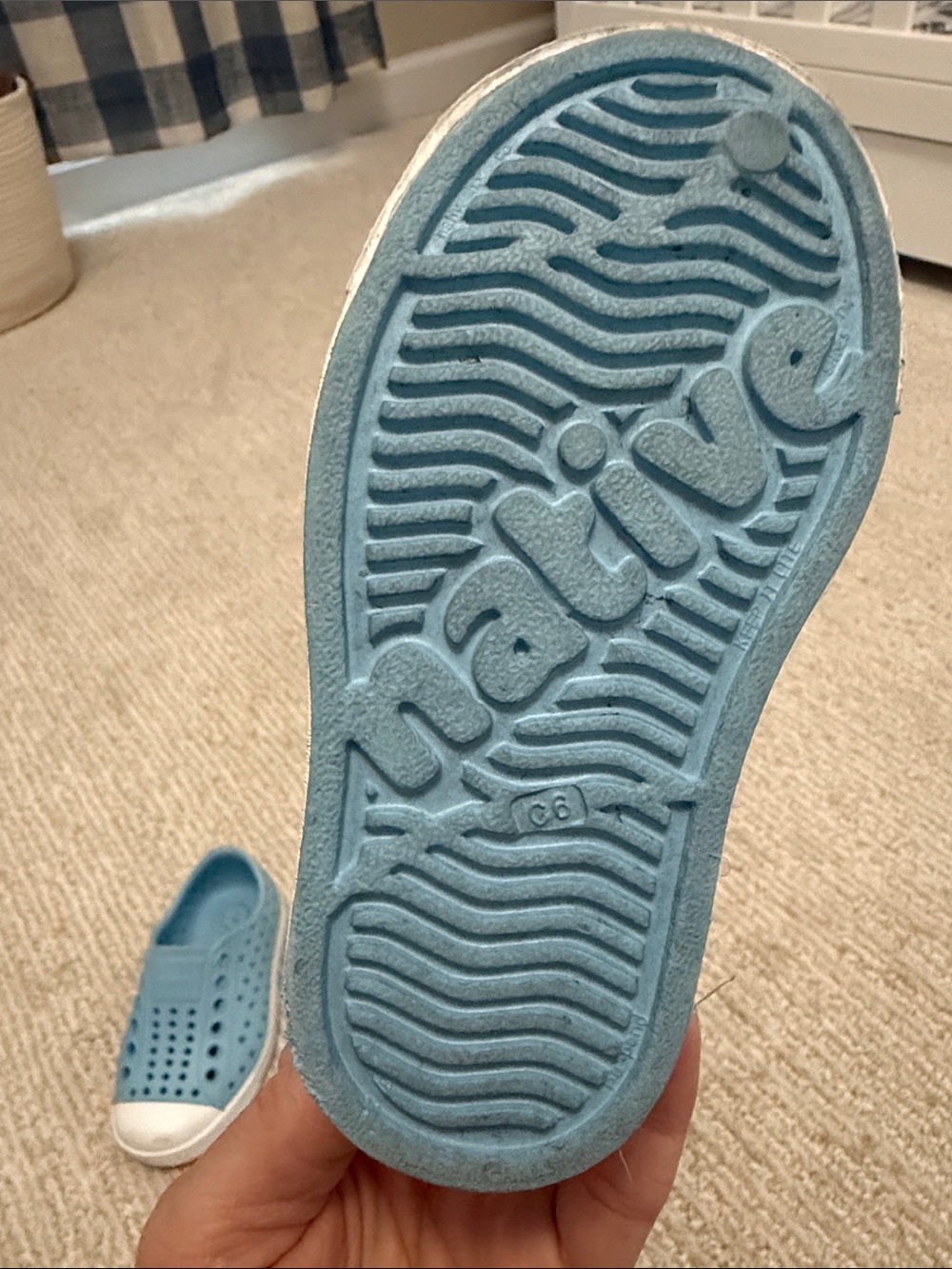 Native Kids Slip-On Water Shoes in Light Blue with White Toe - Picture 8 of 8
